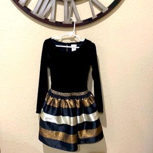 Velvet black and gold party dress